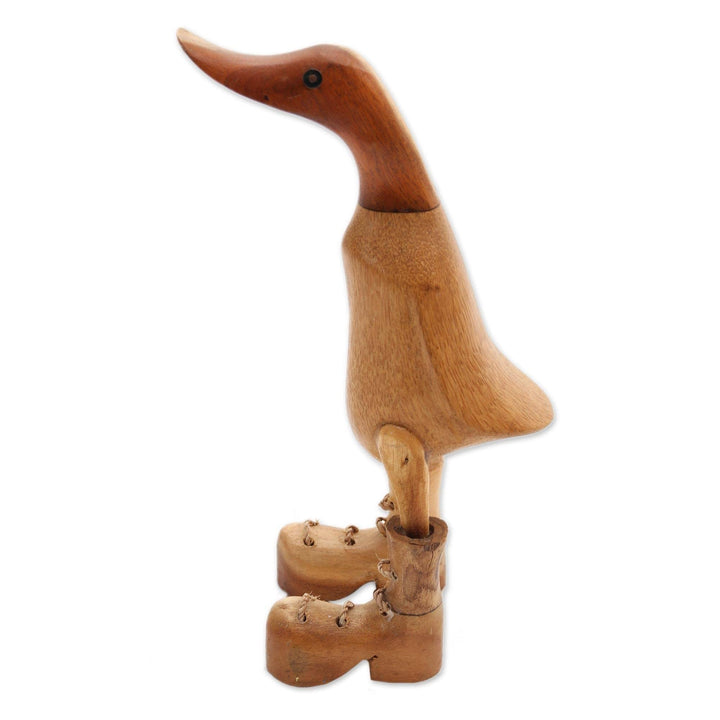 Handmade Rain Boot Duck Wood and Bamboo Root Sculpture Brown - Diamond Home USA