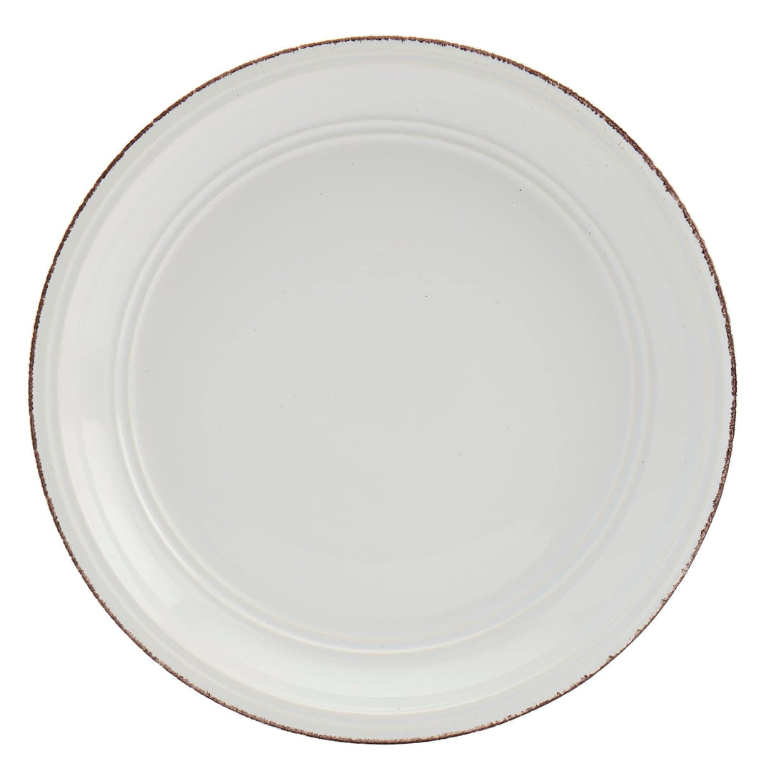 Tabletops Gallery 12pc White Farmhouse Dinnerware Set Solid Round Ceramic 12 - Diamond Home USA
