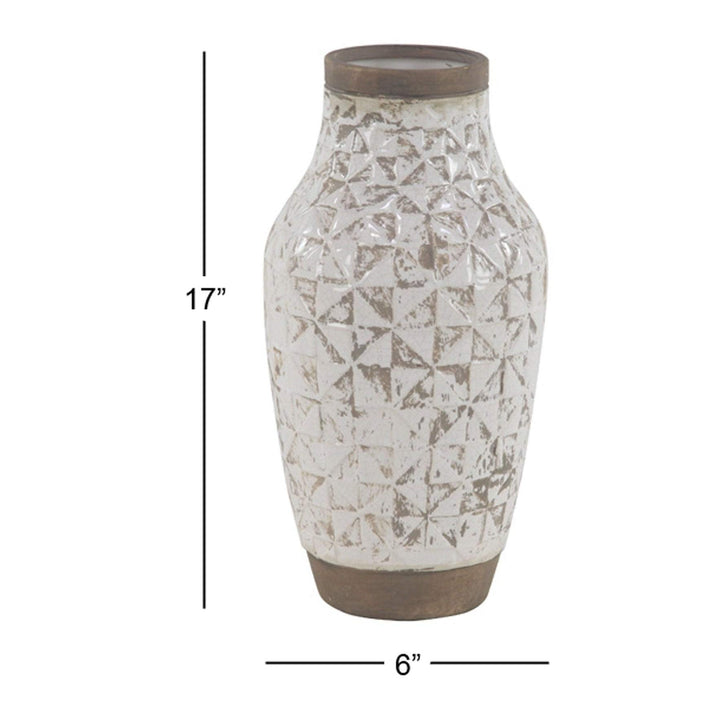 Coconut White Stoneware Vase Modern Contemporary - Diamond Home USA