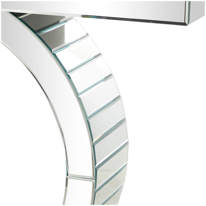 Silver Glass Mirrored Console Table Glam - Diamond Home USA
