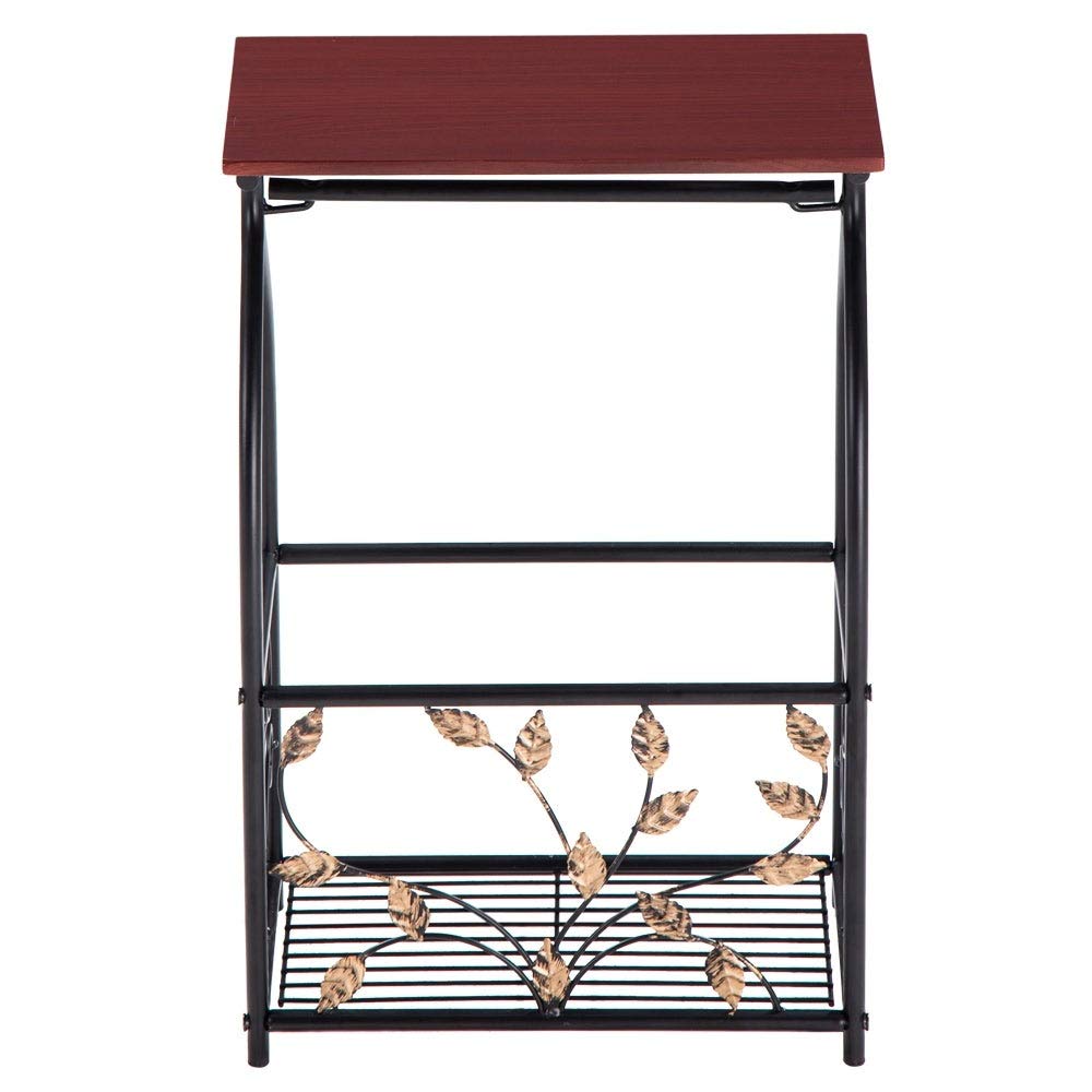 Side Snack Table with Storage Basket at The Bottomend Brown Classic MD Cherry - Diamond Home USA