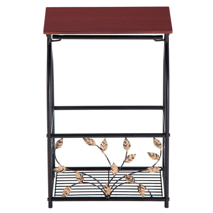 Side Snack Table with Storage Basket at The Bottomend Brown Classic MD Cherry - Diamond Home USA