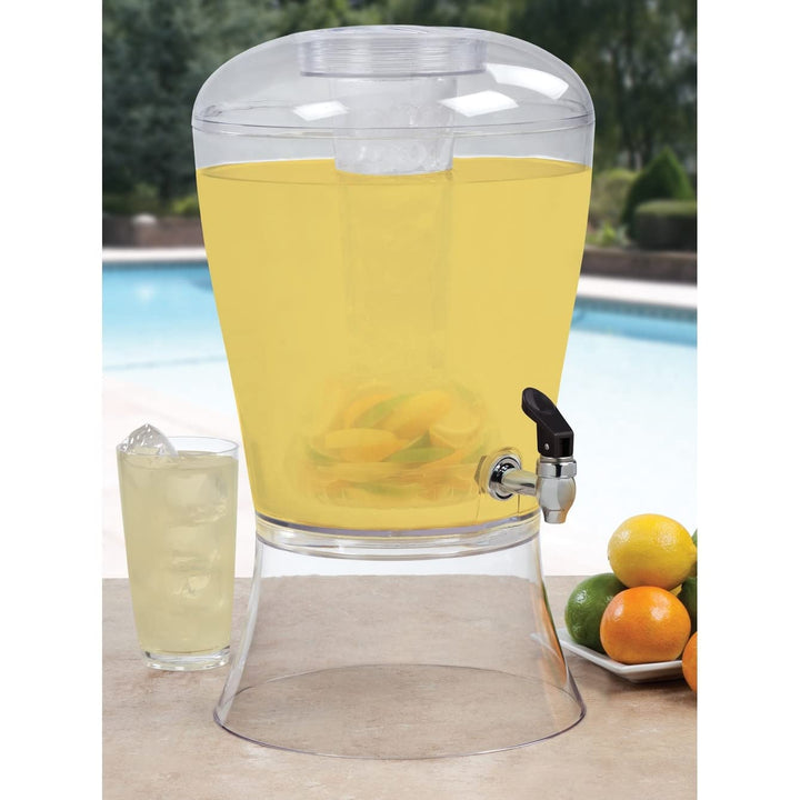 Beverage Dispenser with Ice Cylinder and Clear Acrylic