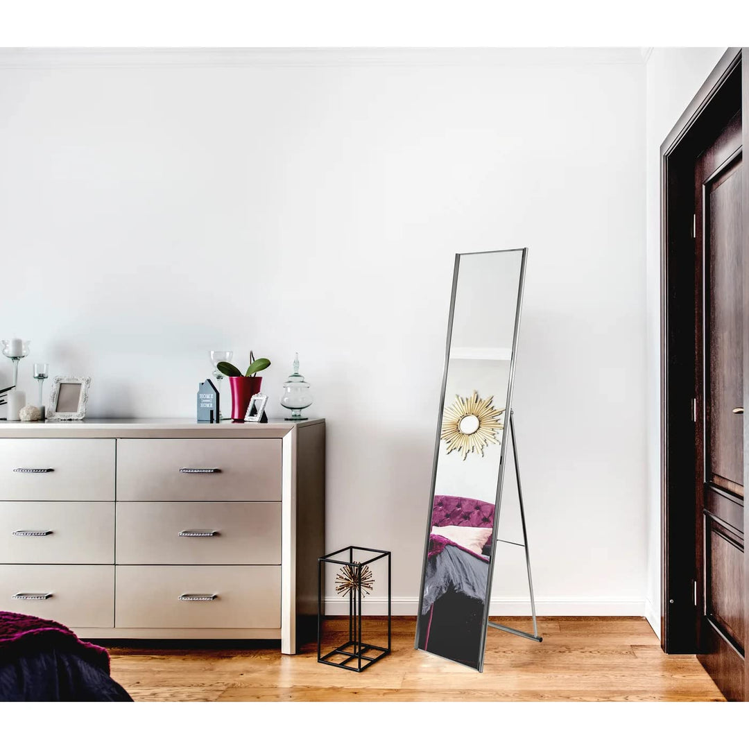 Adesso Alice Simple Modern Full Length Mirror with Satin Steel Folding Frame - Diamond Home USA