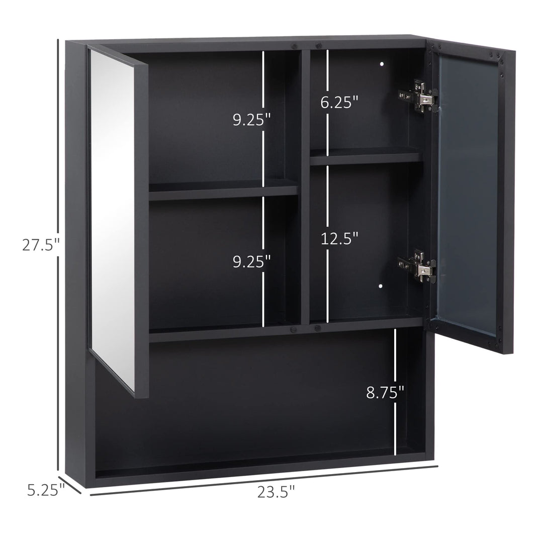 Wall-Mounted Medicine Cabinet Bathroom Mirror with Double Doors and Storage - Diamond Home USA