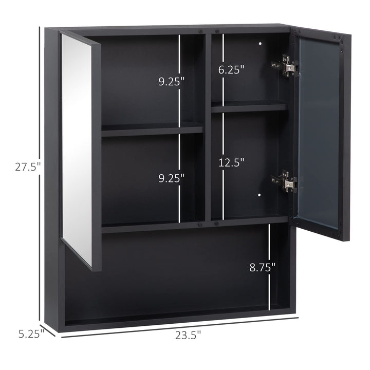 Wall-Mounted Medicine Cabinet Bathroom Mirror with Double Doors and Storage - Diamond Home USA