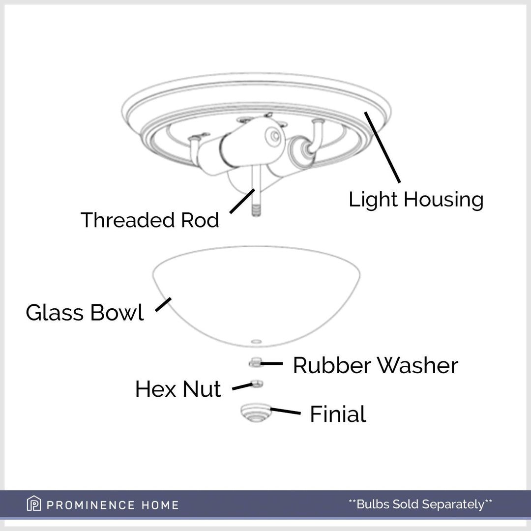 Prominence Home Madalyn 13" Bronze Flush Mount Seeded Glass Bowl Indoor Light - Diamond Home USA