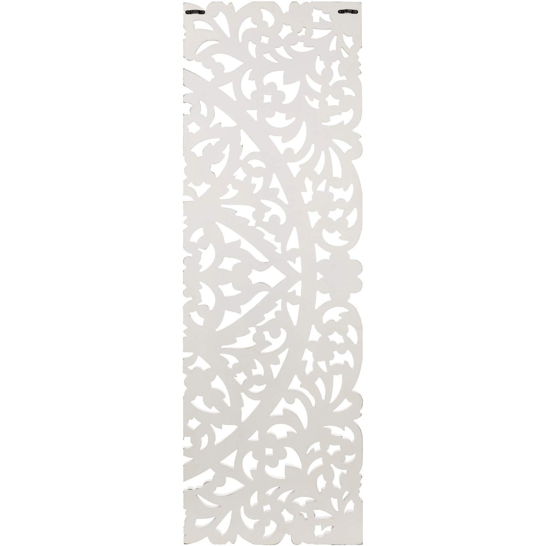 Floral Hand Carved Antique White Wooden 48x48-inch 3-Panel Wall Art Transitional - Diamond Home USA