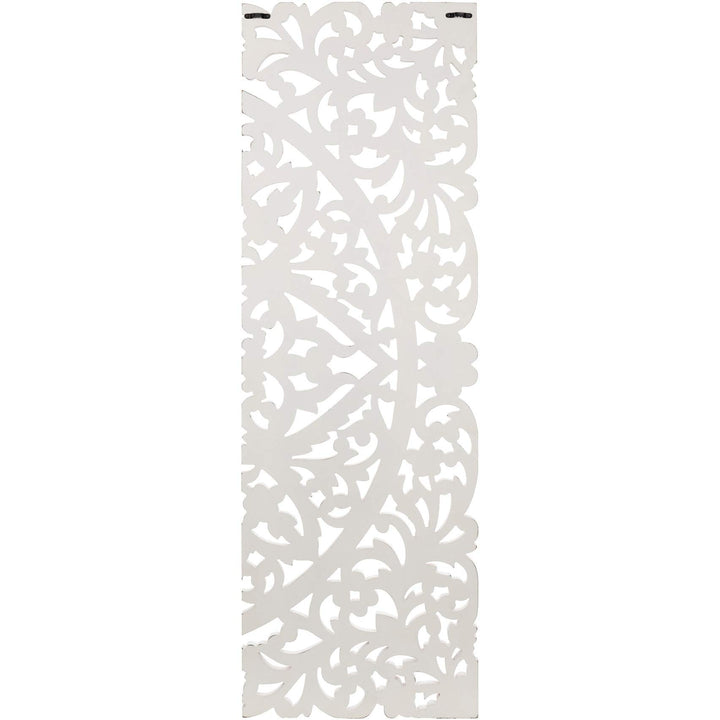 Floral Hand Carved Antique White Wooden 48x48-inch 3-Panel Wall Art Transitional - Diamond Home USA