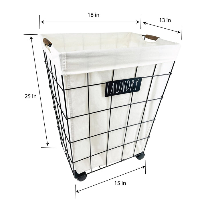 Heavy Duty Laundry Hamper On Wheels Laundry Black Metal - Diamond Home USA