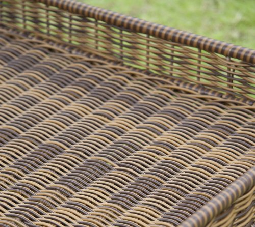 32” Honey Brown Resin Wicker Outdoor Patio Garden Serving Cart with Wheels Yellow - Diamond Home USA