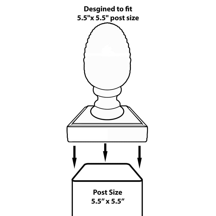 Nuvo Iron Decorative Pineapple Post Cap for 5.5" x 5.5" Posts Black - PCP08 - Diamond Home USA