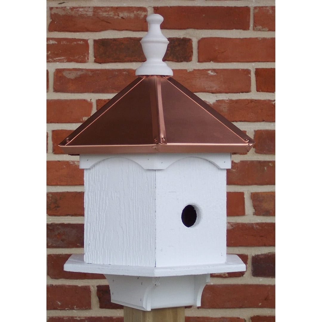 Double Blue Bird House with Copper Roof White Wood - Diamond Home USA