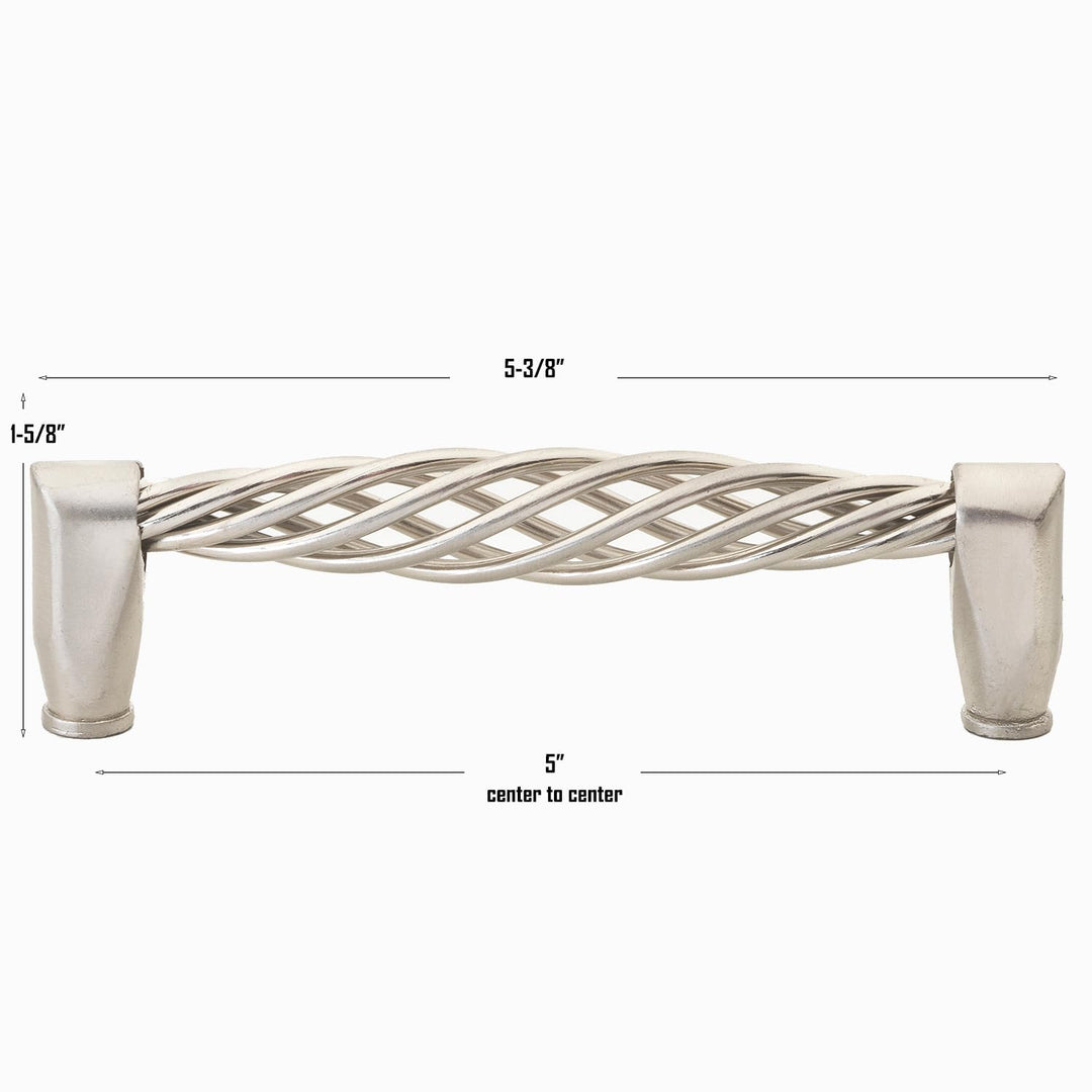 GlideRite Hardware 5" CC Steel Birdcage Cabinet Pulls Satin Nickel 3012-128 10- Pack - Diamond Home USA