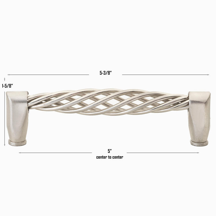 GlideRite Hardware 5" CC Steel Birdcage Cabinet Pulls Satin Nickel 3012-128 10- Pack - Diamond Home USA