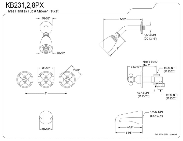 Kingston Brass Victorian Three-Handle Tub and Shower Faucet