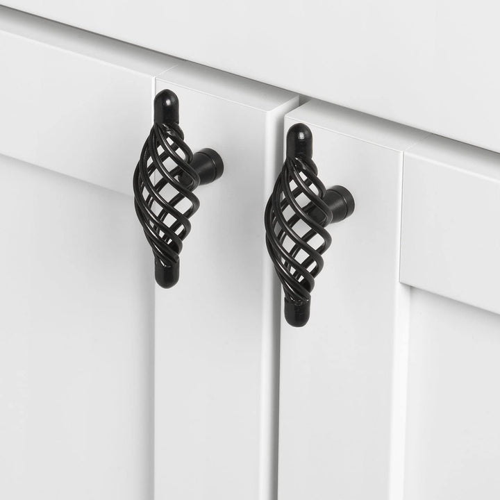 2 in. Classic Oval Twisted Birdcage Cabinet Knob (Pack of 10) Black Rustic Metal - Diamond Home USA