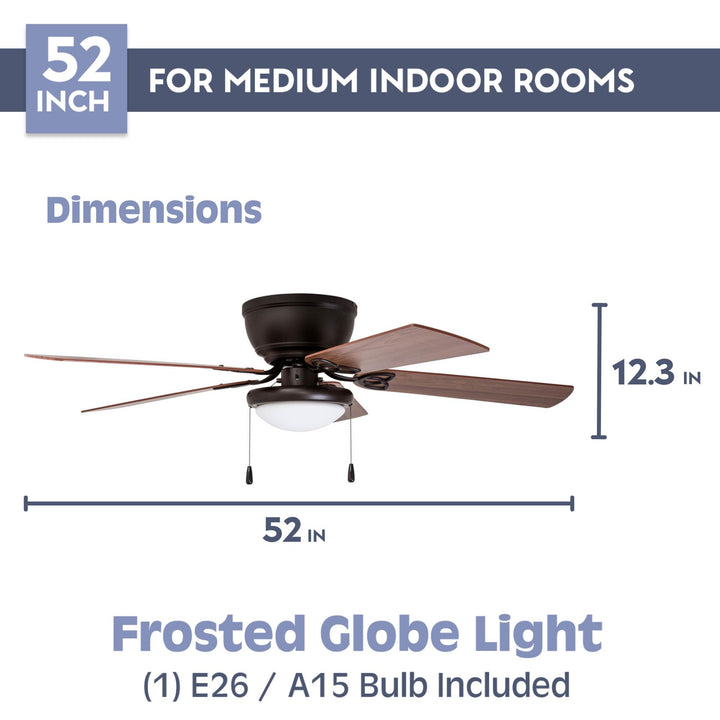 Prominence Home Benton 52 Inch Traditional Flush Mount Indoor LED Ceiling Fan Bronze - Diamond Home USA