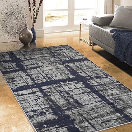 Rugs Distressed Gray and Charcoal Grey Rectangular Accent Area Rug with Midnight