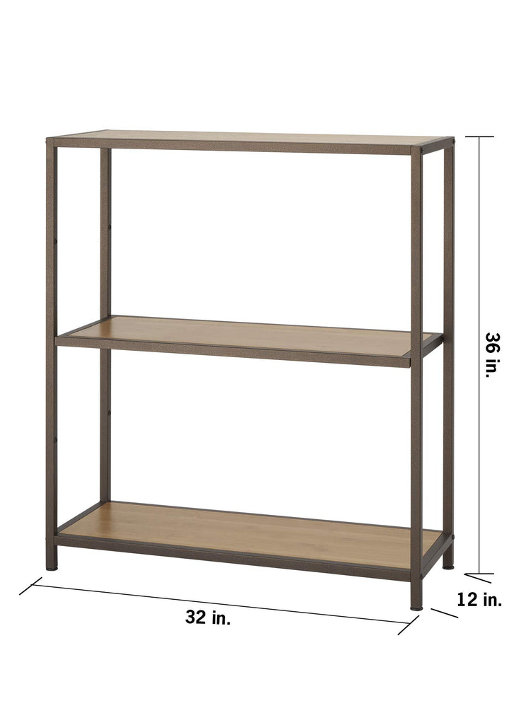 TRINITY 3-Tier Adjustable Bamboo Storage Shelves Decorative Book Shelf and - Diamond Home USA