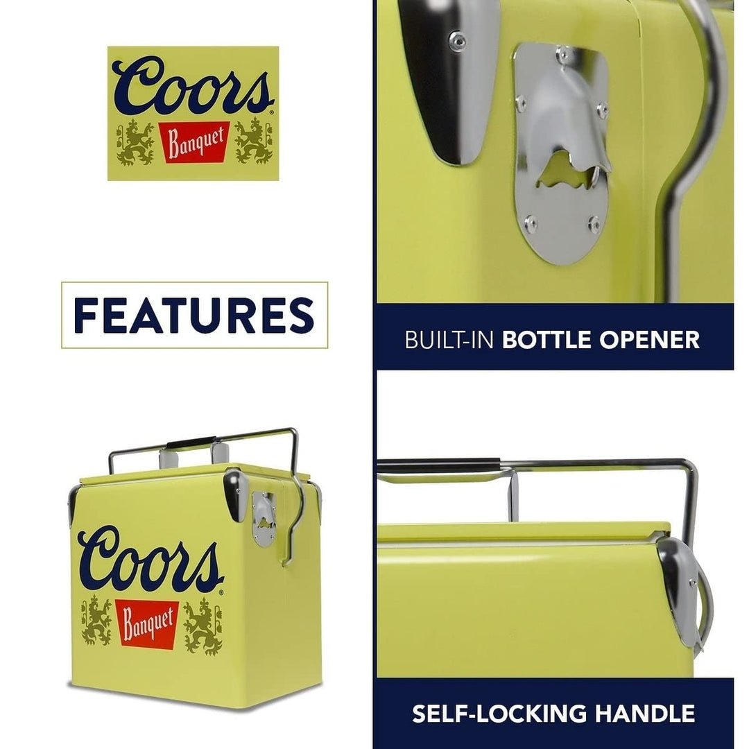 Banquet Retro Ice Chest Cooler with Bottle Opener 13l Yellow Metal Table - Diamond Home USA