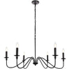 Elegant Lightg Livg District Rohan 6-Light Transitional Metal Chandelier 36" W x 19" H - Matte Black