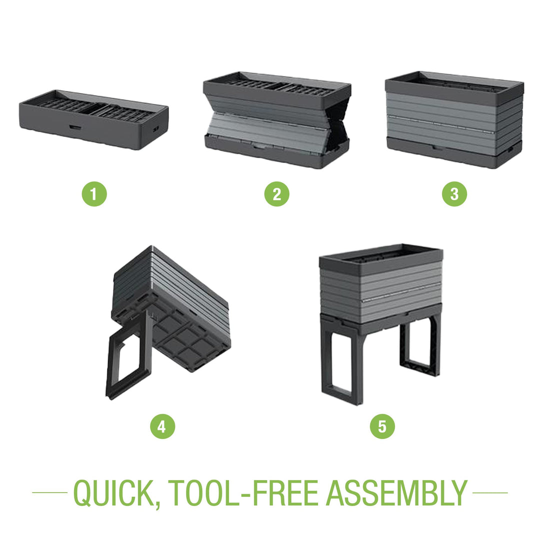 Southern Patio FlexSpace 5-pc. Modular Raised Garden with 3 Collapsible Gray - Diamond Home USA