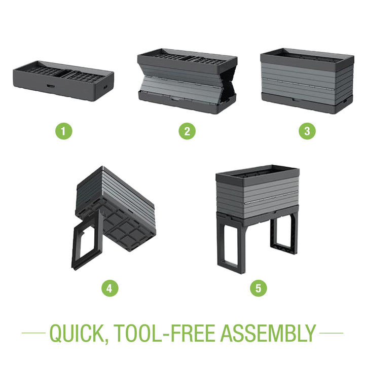 Southern Patio FlexSpace 5-pc. Modular Raised Garden with 3 Collapsible Gray - Diamond Home USA