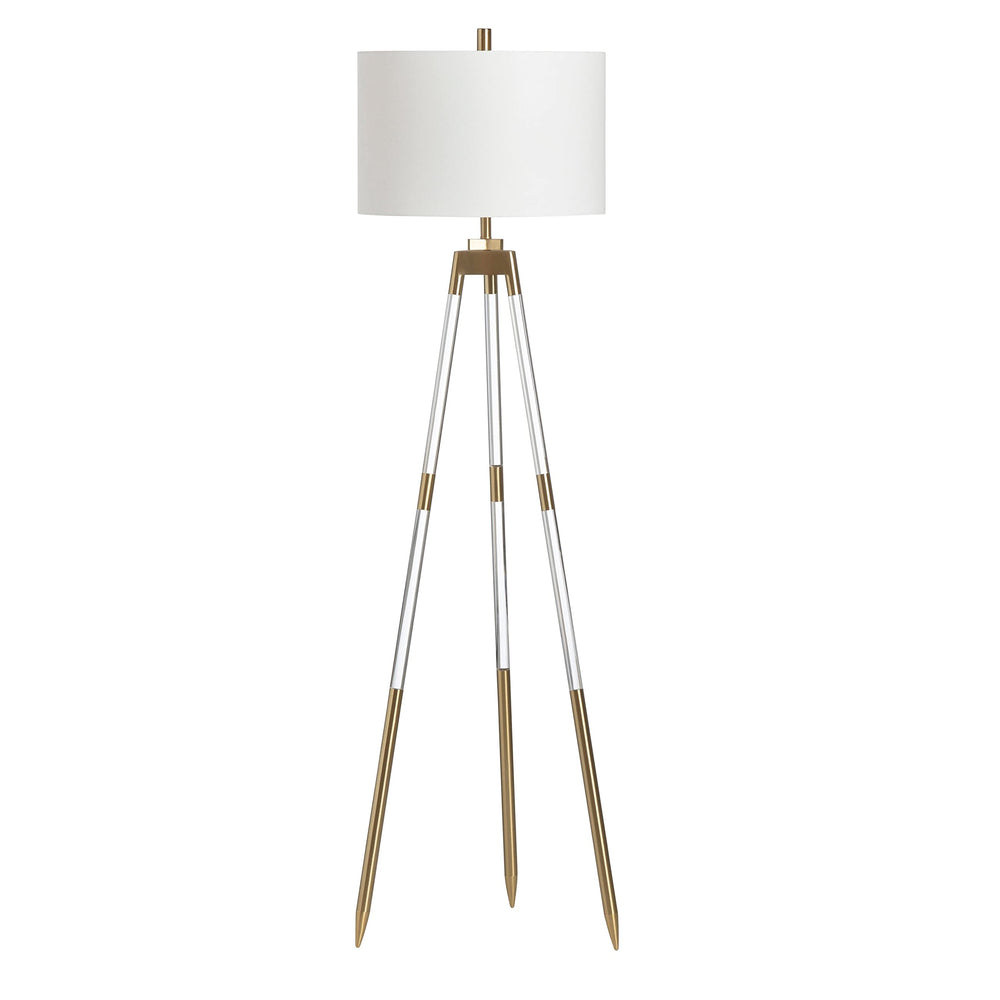 Clear Acrlyic Tripod Floor Lamp 17 X 32 Gold White Glam Mid-Century Modern - Diamond Home USA