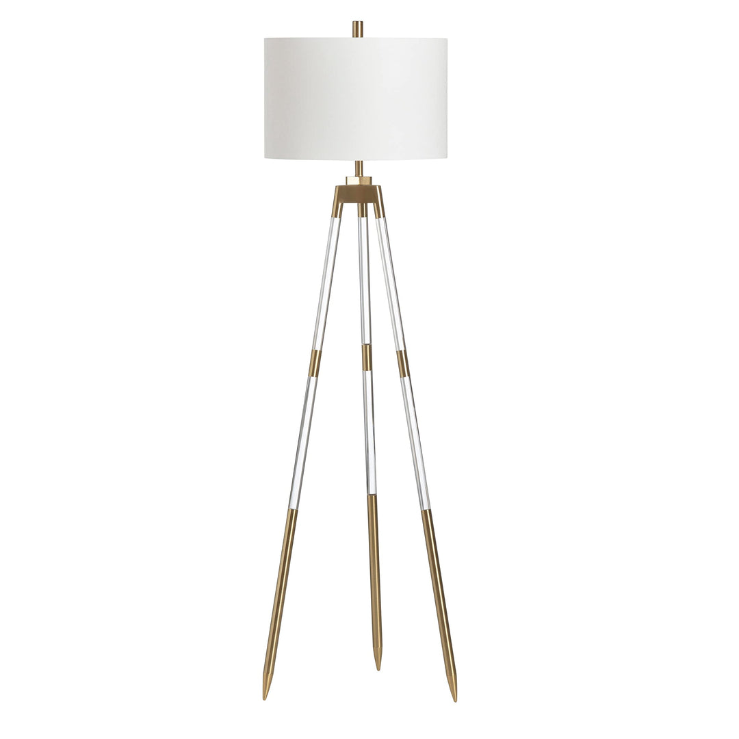Clear Acrlyic Tripod Floor Lamp 17 X 32 Gold White Glam Mid-Century Modern - Diamond Home USA