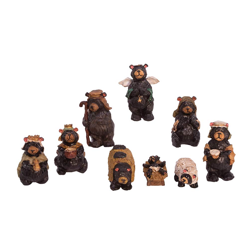 Kurt Adler Resin Bear 4-Inch Set of 9 Nativity Set - Diamond Home USA