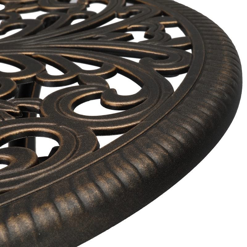 Patio 23.6" Cast Dining Table Round Metal Finish Weather Resistant Bronze - Diamond Home USA