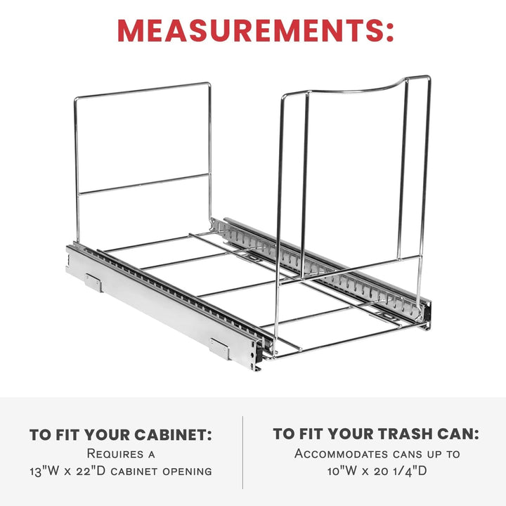 Pull Out Trash Can Under Cabinet- Not Included Heavy Duty Silver Metal - Diamond Home USA