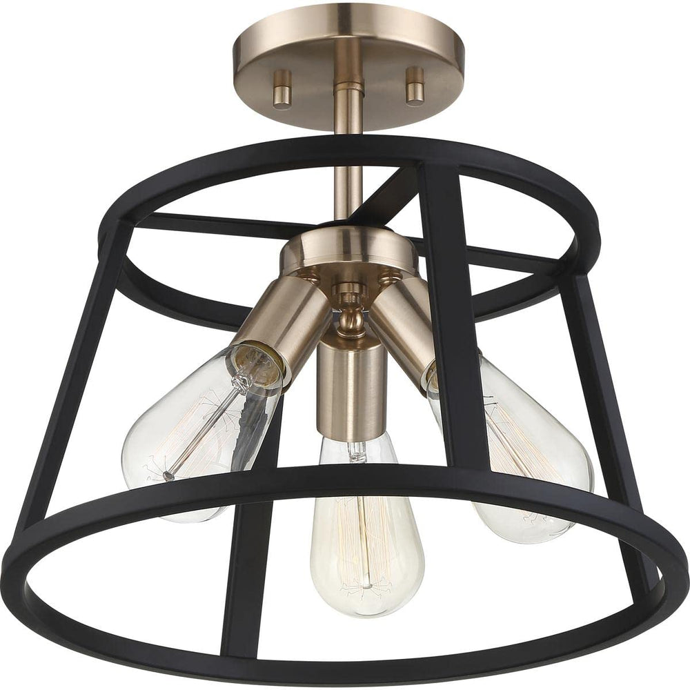 Nuvo 60/6643 Chassis 3 Light Semi-Flush Mount Fixture Copper Brushed Brass - Diamond Home USA