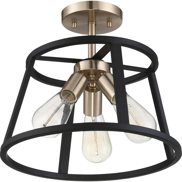 Nuvo 60/6643 Chassis 3 Light Semi-Flush Mount Fixture Copper Brushed Brass - Diamond Home USA