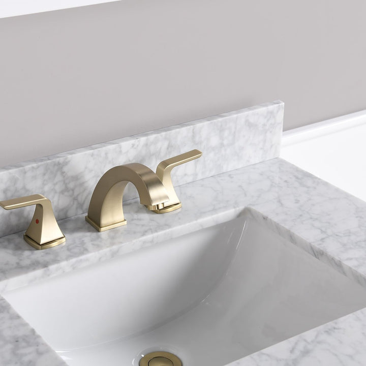 36 in. White Marble Backsplash for Vanity Sink Top Glossy - Diamond Home USA