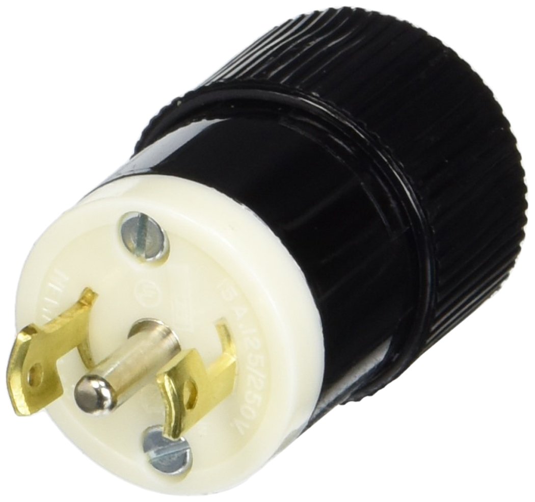 Bryant 7485NP Locking Plug 125/250Vac Nylon 3 Poles Black/White