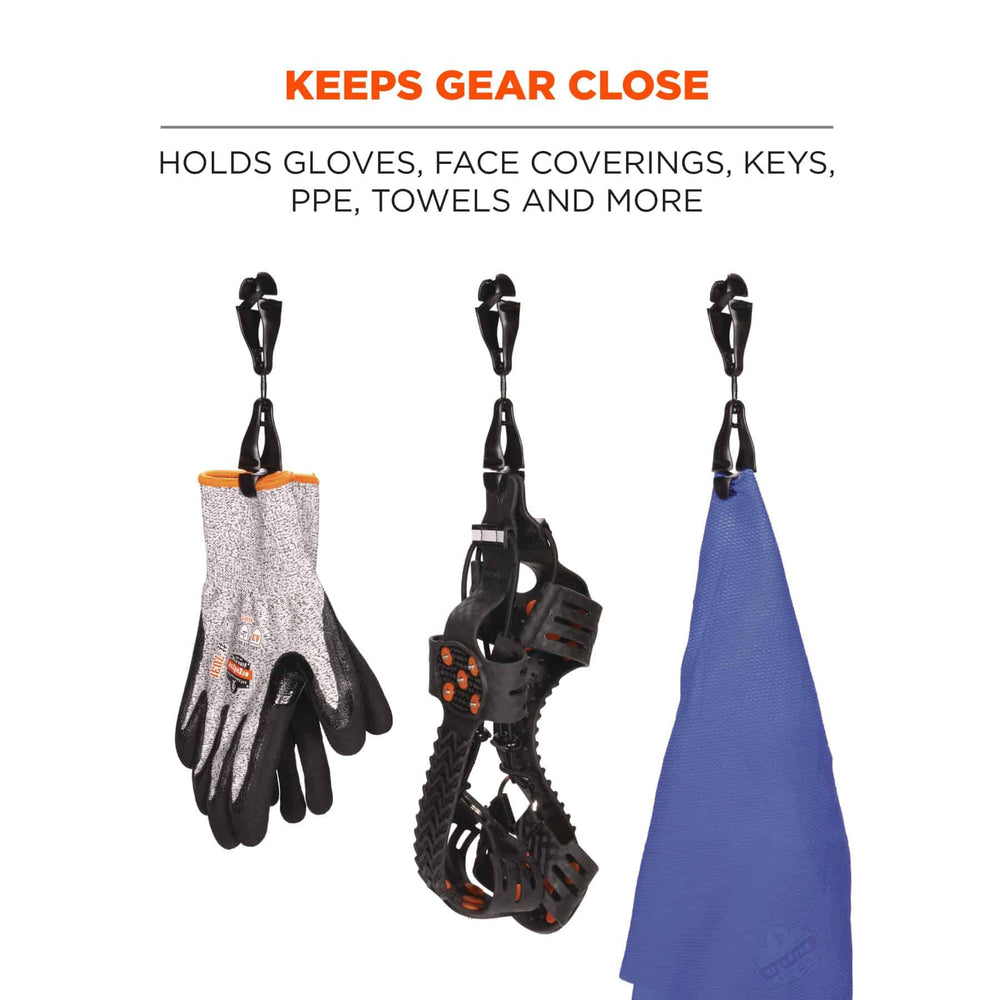 Ergodyne Squids 3420 Swiveling Glove Clip Holder with Dual Clips 100-Pack Black - Diamond Home USA