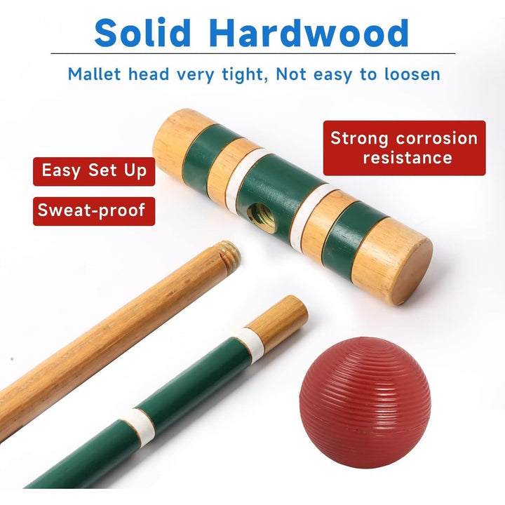 Classic 6-Player Croquet Set with 6 Balls 9 2 Stakes and A Carrying Case - Diamond Home USA