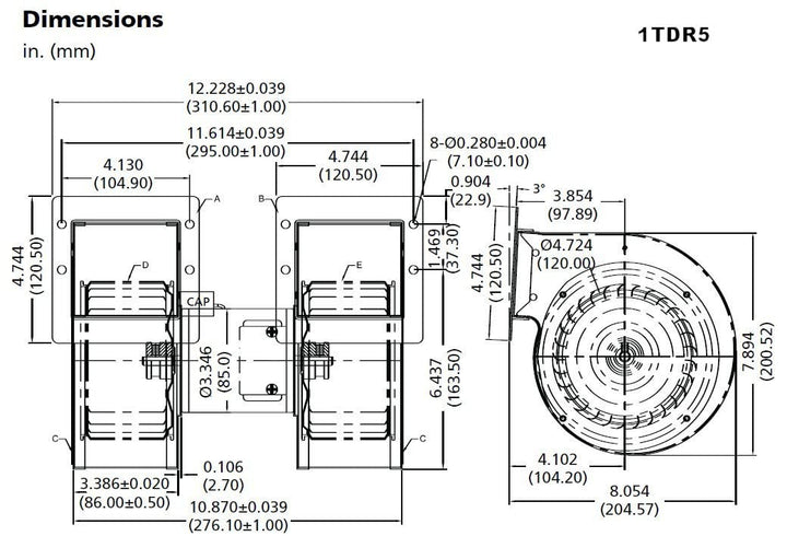 Dayton 1TDR5 Blower 312CFM - Diamond Home USA