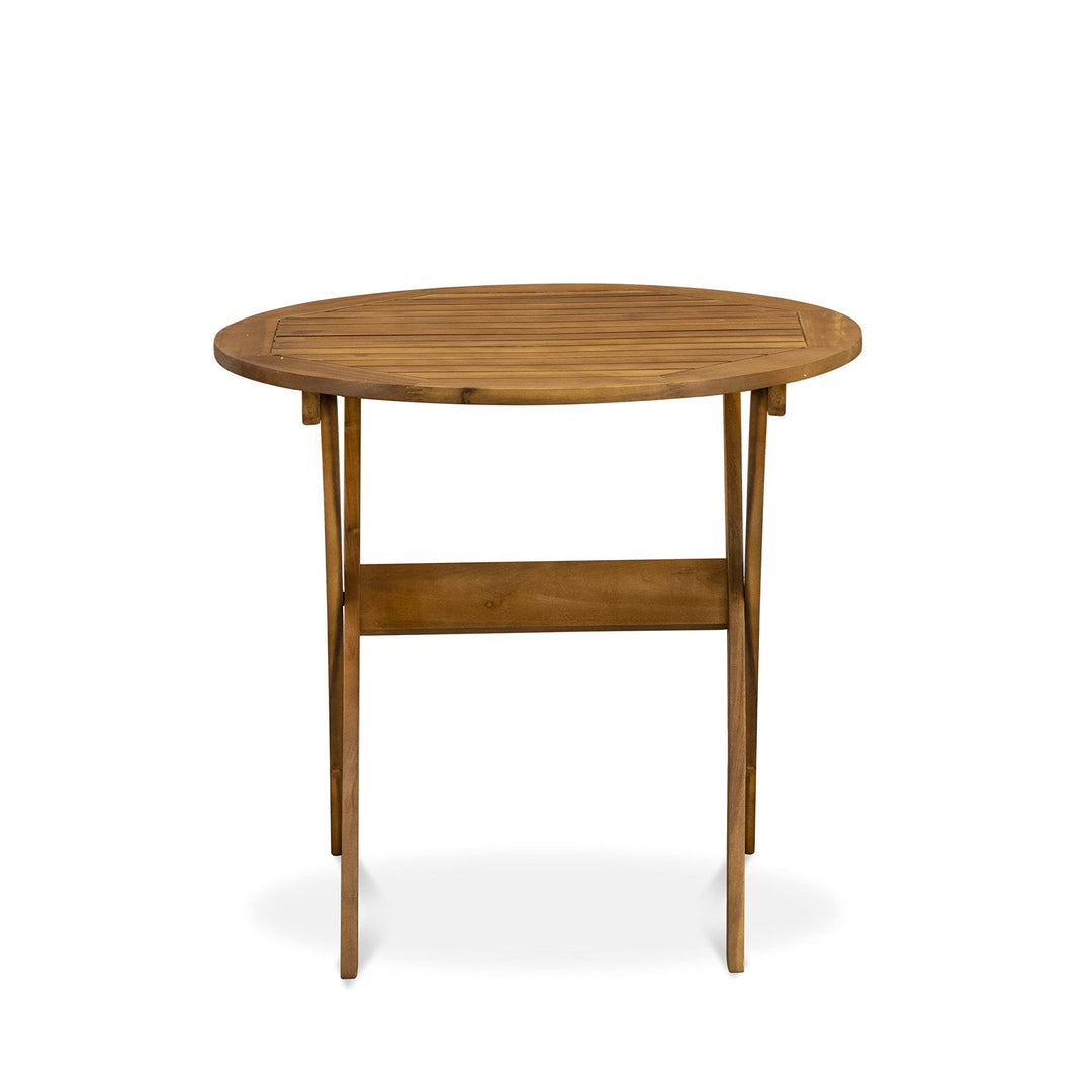 Round Table Made of Acacia Wood in Natural Oil Finish Brown Traditional Wood - Diamond Home USA