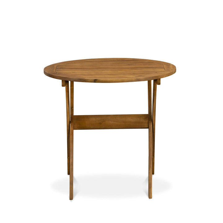Round Table Made of Acacia Wood in Natural Oil Finish Brown Traditional Wood - Diamond Home USA