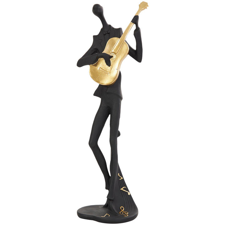 Black Polystone Abstract Musician Sculpture with Gold Instruments and Music - Diamond Home USA