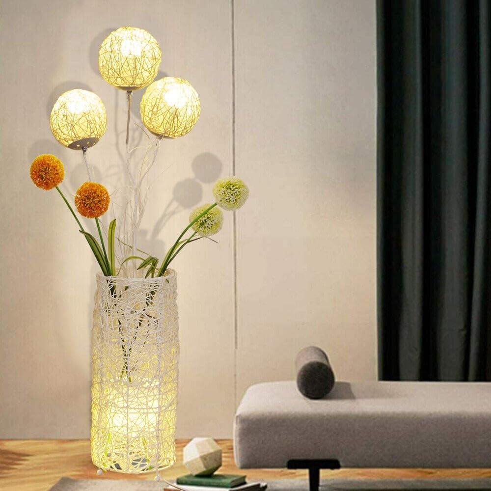 Modern Creative Floor Lamp Hand-Woven Flower Led Light 7.9â€ W X 42â€ H White - Diamond Home USA