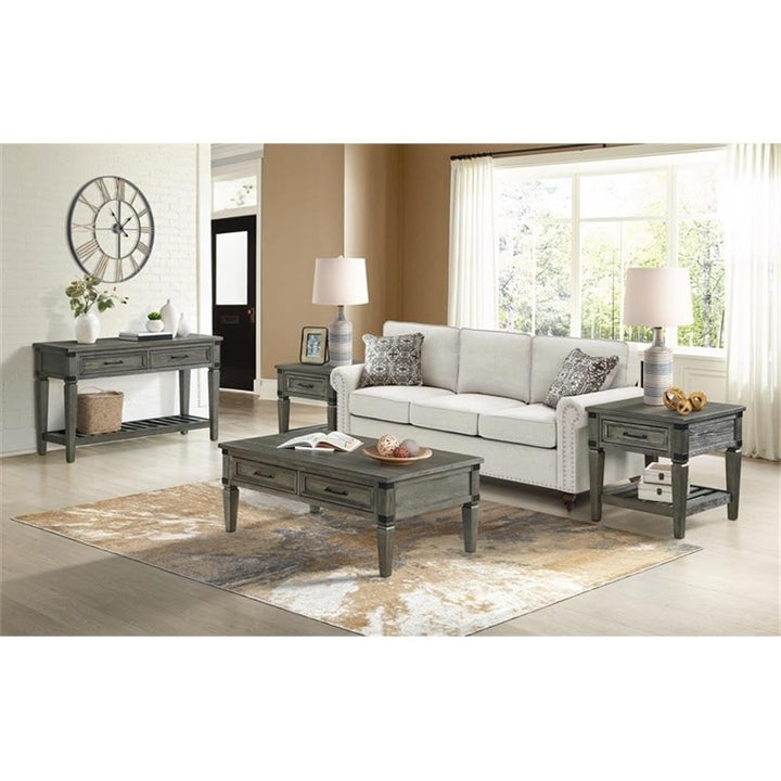 Intercon Foundry 24" Wide Drawer and Shelf Brushed Pewter End/Side/Nesting - Diamond Home USA