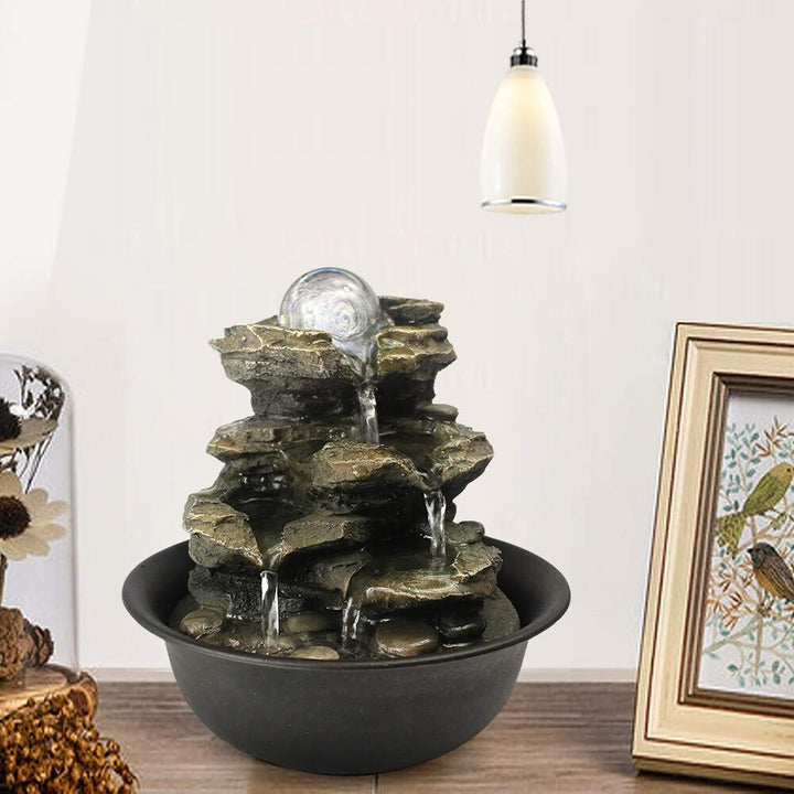 Spinning Orb Rock Cascading Tabletop Fountain Indoor Waterfall Feature Grey - Diamond Home USA