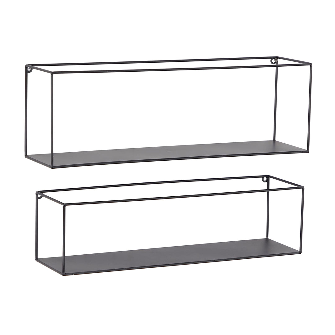 Black Metal Modern Wall Shelf (Set of 2) S/2 24" 23" w Contemporary - Diamond Home USA
