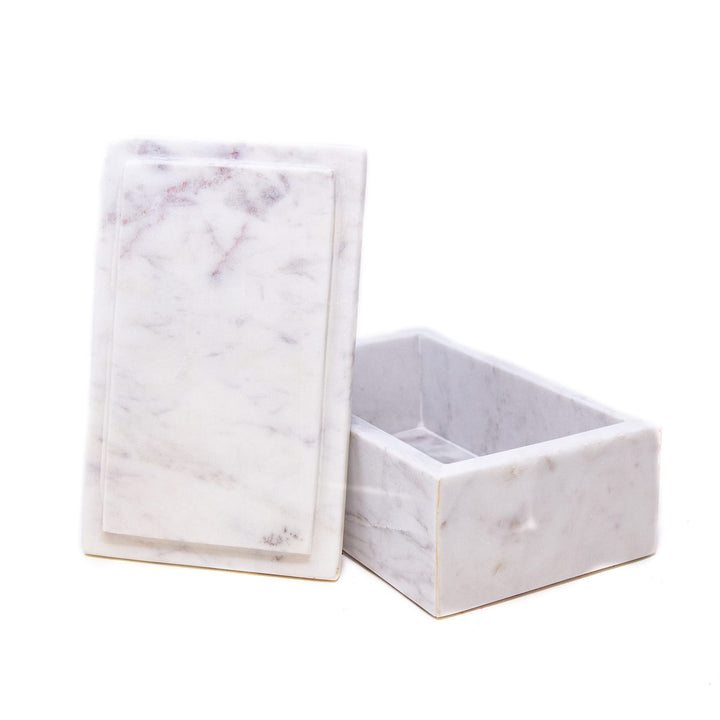 Handmade Marble Kitchen Or Jewelry Box White Bohemian Eclectic - Diamond Home USA
