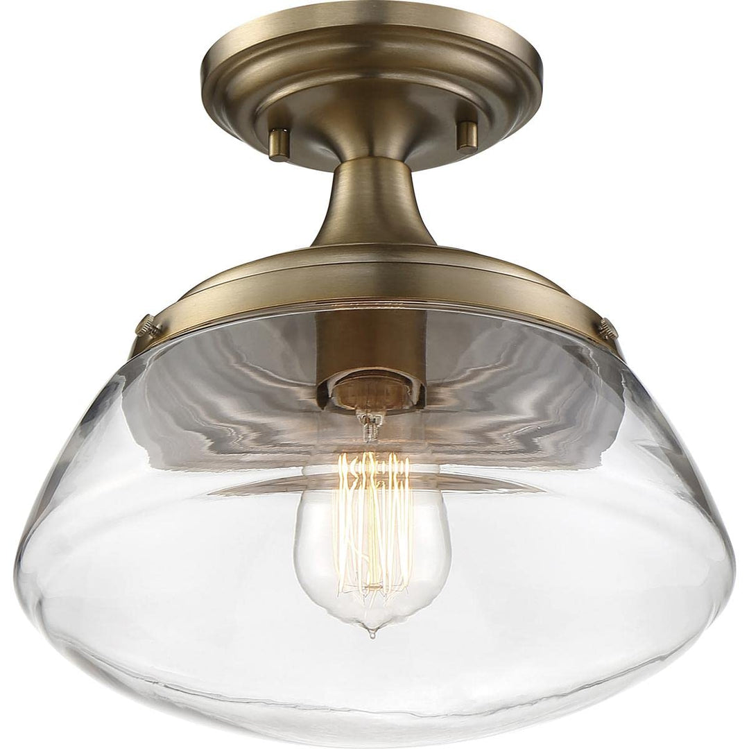 NUVO 60/6797 Kew Semi-Flush Fixture Burnished Brass Finish with Clear Glass 1 - Diamond Home USA