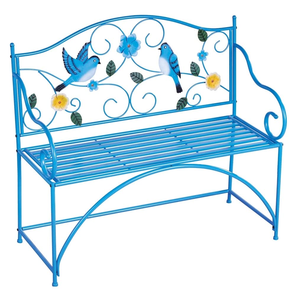 Blue Bird Metal Scrolling Garden Bench 39.75 X 37 18.5 Iron